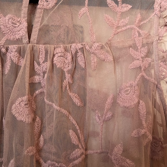 Torrid Pink Embroidered Mesh Mock Neck Top - Picture 6 of 10